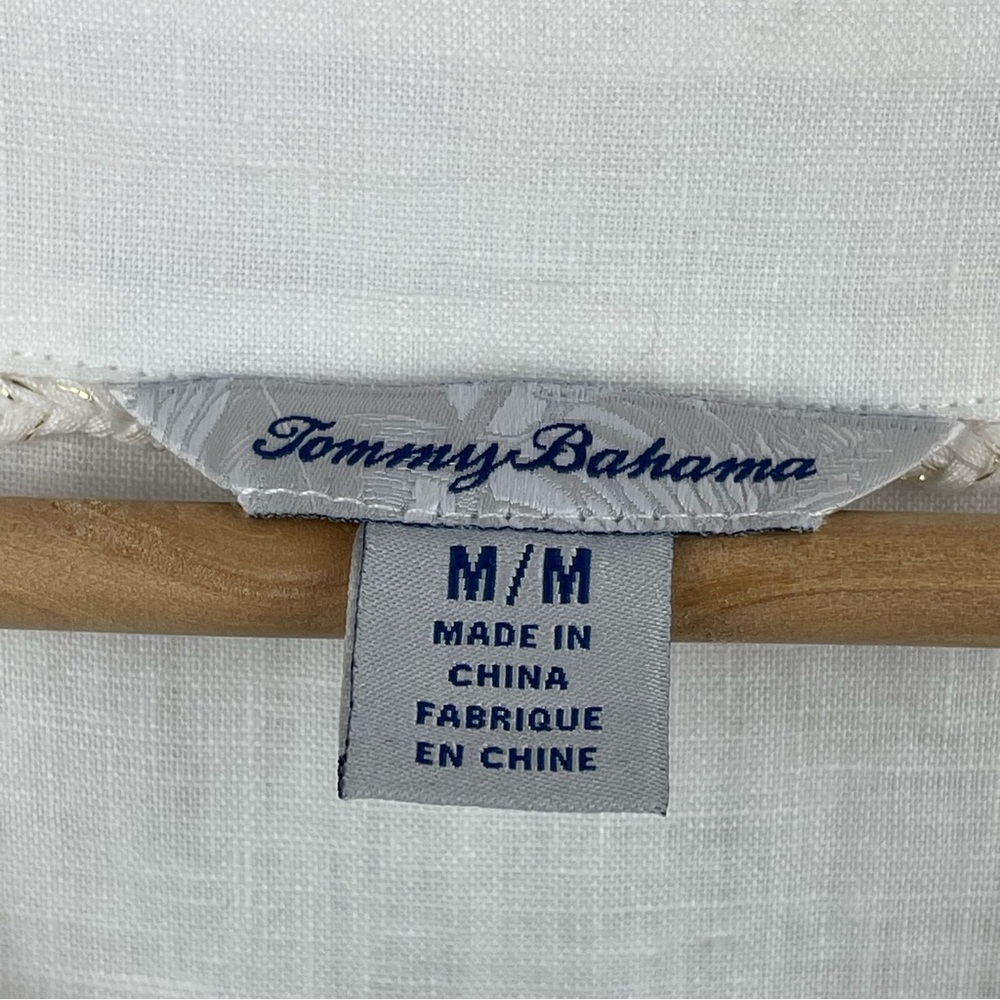 Tommy Bahama Linen Breezy Palms Embroidered Split V-Neck Tassel Tunic Sz M - Picture 12 of 13